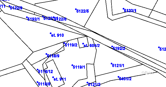Parcela st. 604/2 v KÚ Hošťálková, Katastrální mapa