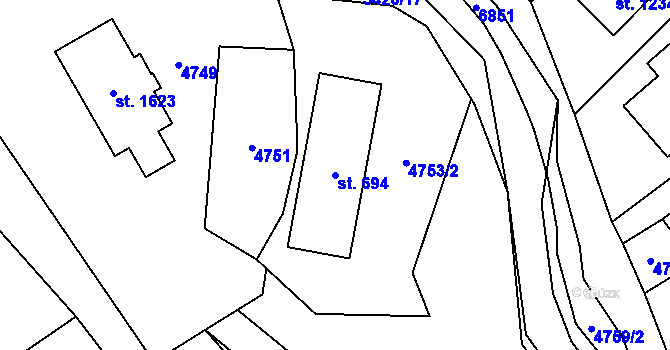 Parcela st. 694 v KÚ Hošťálková, Katastrální mapa