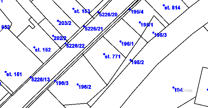 Parcela st. 771 v KÚ Hošťálková, Katastrální mapa