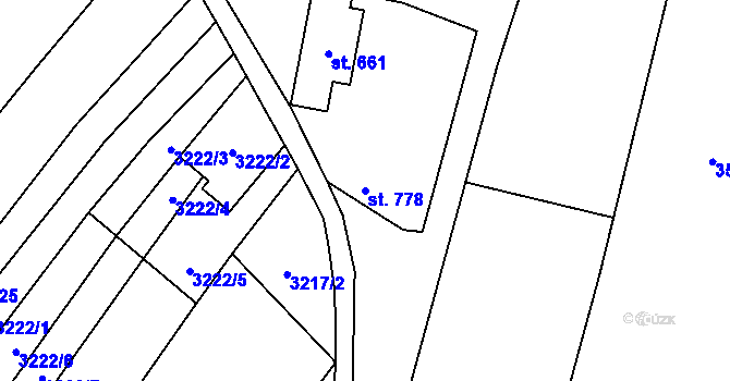 Parcela st. 778 v KÚ Hošťálková, Katastrální mapa