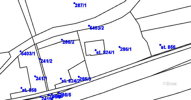 Parcela st. 824/1 v KÚ Hošťálková, Katastrální mapa