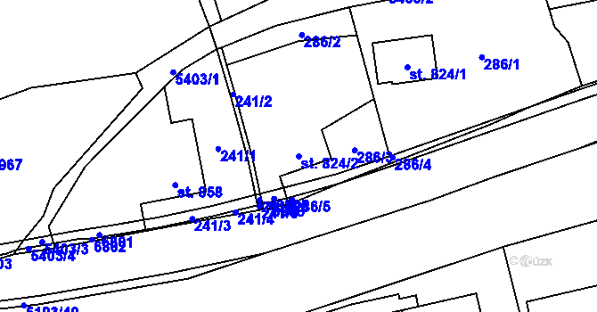 Parcela st. 824/2 v KÚ Hošťálková, Katastrální mapa