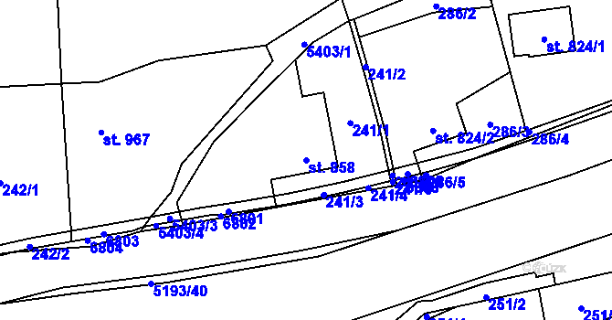 Parcela st. 858 v KÚ Hošťálková, Katastrální mapa