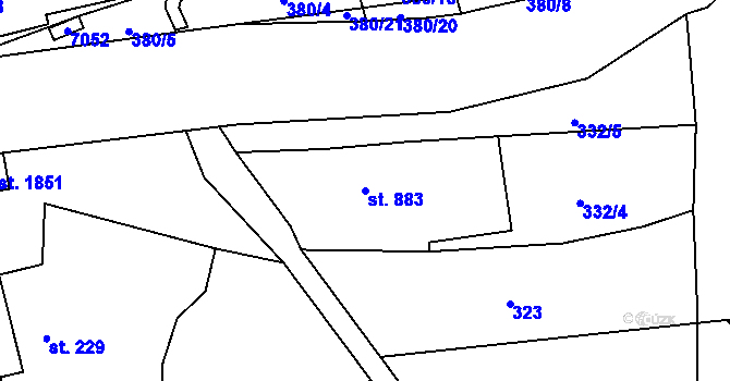 Parcela st. 883 v KÚ Hošťálková, Katastrální mapa