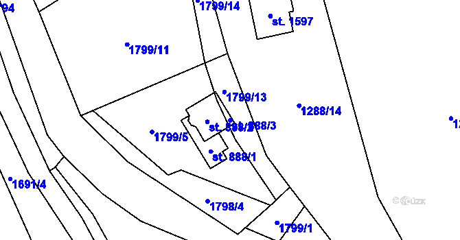 Parcela st. 888/3 v KÚ Hošťálková, Katastrální mapa