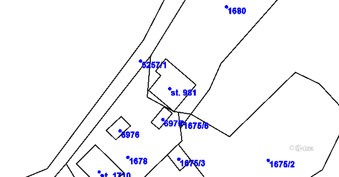Parcela st. 981 v KÚ Hošťálková, Katastrální mapa