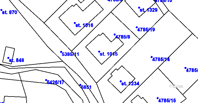 Parcela st. 1015 v KÚ Hošťálková, Katastrální mapa