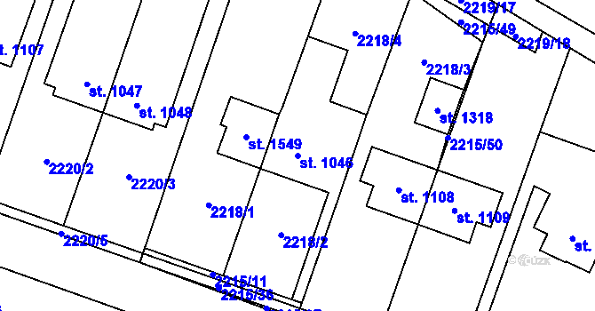 Parcela st. 1046 v KÚ Hošťálková, Katastrální mapa