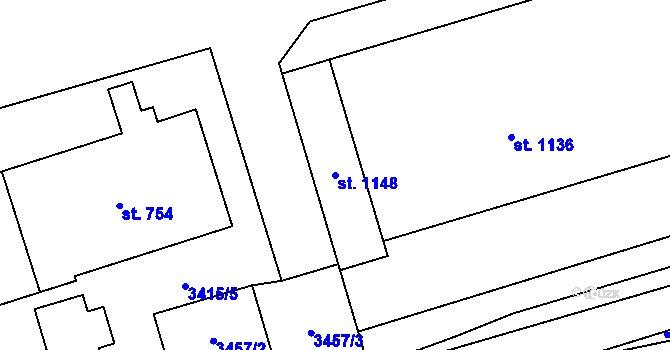 Parcela st. 1148 v KÚ Hošťálková, Katastrální mapa