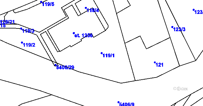 Parcela st. 119/1 v KÚ Hošťálková, Katastrální mapa
