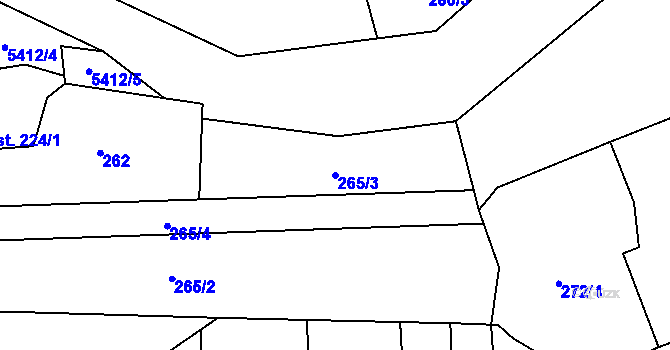 Parcela st. 265/3 v KÚ Hošťálková, Katastrální mapa