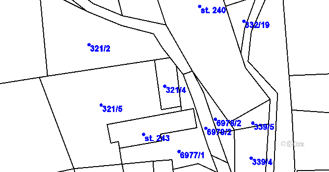 Parcela st. 321/4 v KÚ Hošťálková, Katastrální mapa