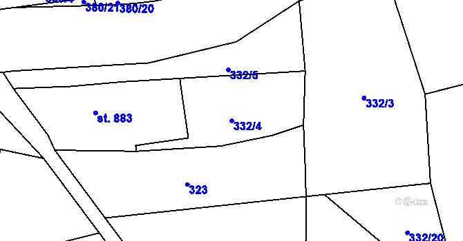Parcela st. 332/4 v KÚ Hošťálková, Katastrální mapa
