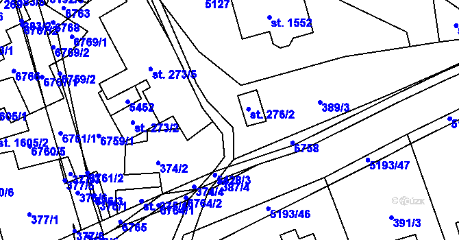 Parcela st. 387/3 v KÚ Hošťálková, Katastrální mapa