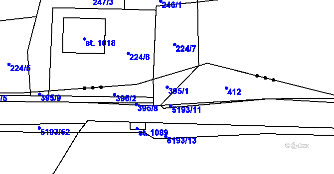 Parcela st. 395/1 v KÚ Hošťálková, Katastrální mapa