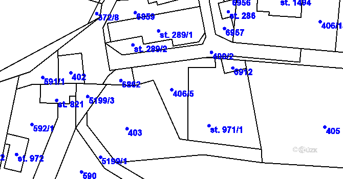 Parcela st. 406/5 v KÚ Hošťálková, Katastrální mapa