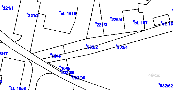 Parcela st. 932/2 v KÚ Hošťálková, Katastrální mapa