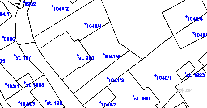 Parcela st. 1041/4 v KÚ Hošťálková, Katastrální mapa