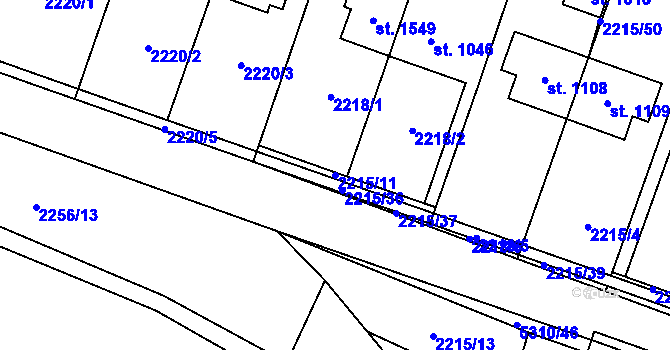 Parcela st. 2215/11 v KÚ Hošťálková, Katastrální mapa