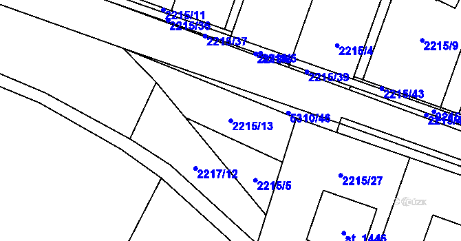 Parcela st. 2215/13 v KÚ Hošťálková, Katastrální mapa