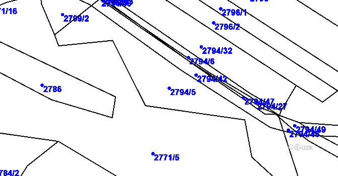 Parcela st. 2794/5 v KÚ Hošťálková, Katastrální mapa