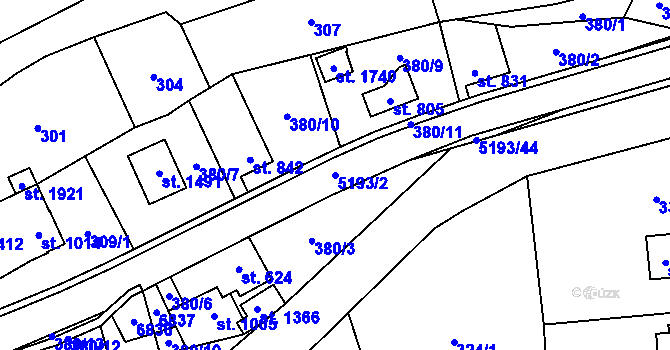 Parcela st. 5193/2 v KÚ Hošťálková, Katastrální mapa
