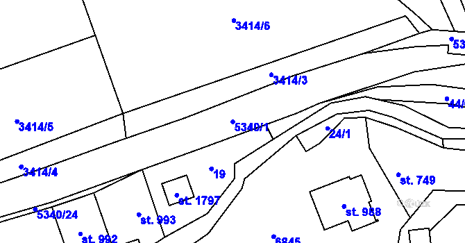 Parcela st. 5340/1 v KÚ Hošťálková, Katastrální mapa