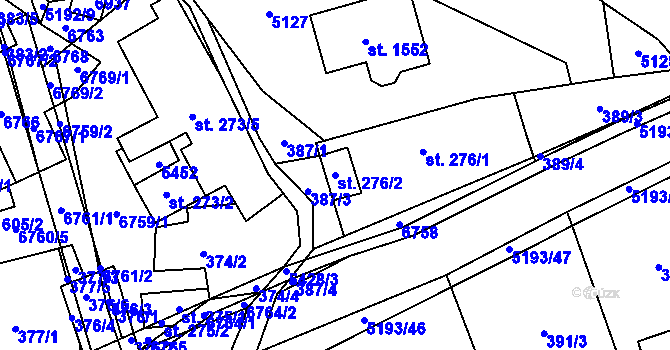 Parcela st. 276/2 v KÚ Hošťálková, Katastrální mapa