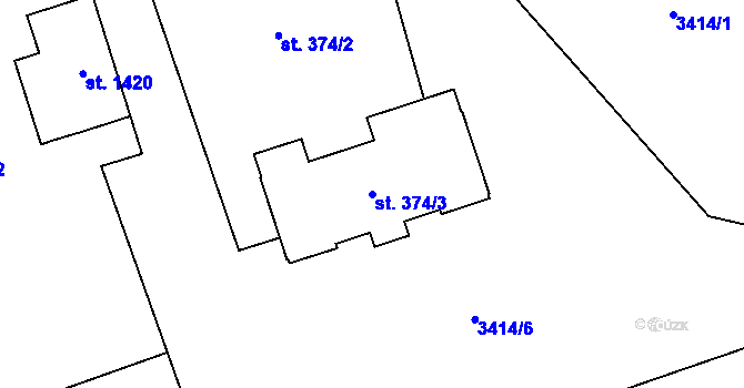 Parcela st. 374/3 v KÚ Hošťálková, Katastrální mapa