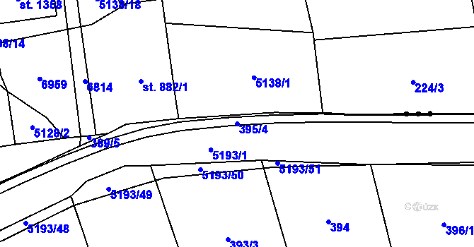 Parcela st. 395/4 v KÚ Hošťálková, Katastrální mapa