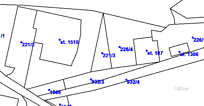 Parcela st. 221/3 v KÚ Hošťálková, Katastrální mapa