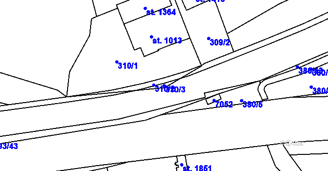 Parcela st. 310/3 v KÚ Hošťálková, Katastrální mapa