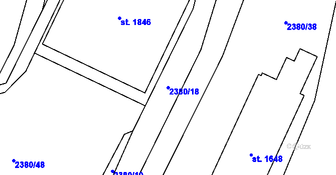 Parcela st. 2380/18 v KÚ Hošťálková, Katastrální mapa