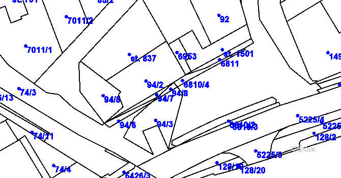 Parcela st. 94/8 v KÚ Hošťálková, Katastrální mapa