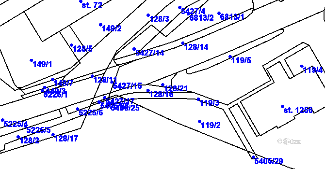 Parcela st. 128/21 v KÚ Hošťálková, Katastrální mapa