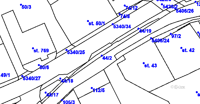 Parcela st. 44/20 v KÚ Hošťálková, Katastrální mapa