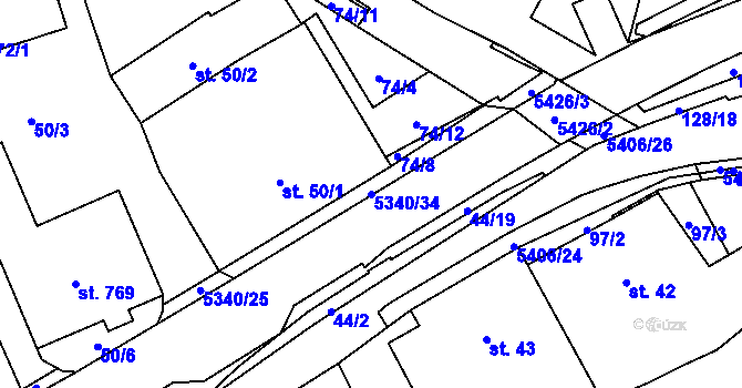 Parcela st. 5340/34 v KÚ Hošťálková, Katastrální mapa