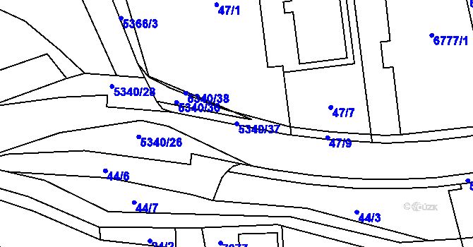Parcela st. 5340/37 v KÚ Hošťálková, Katastrální mapa
