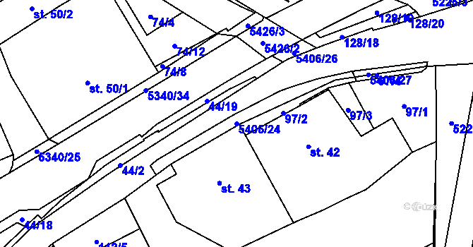 Parcela st. 5406/24 v KÚ Hošťálková, Katastrální mapa