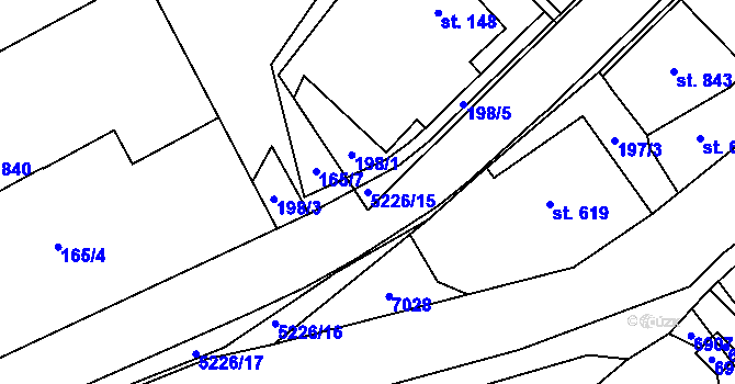 Parcela st. 5226/15 v KÚ Hošťálková, Katastrální mapa