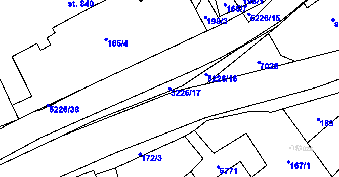 Parcela st. 5226/17 v KÚ Hošťálková, Katastrální mapa