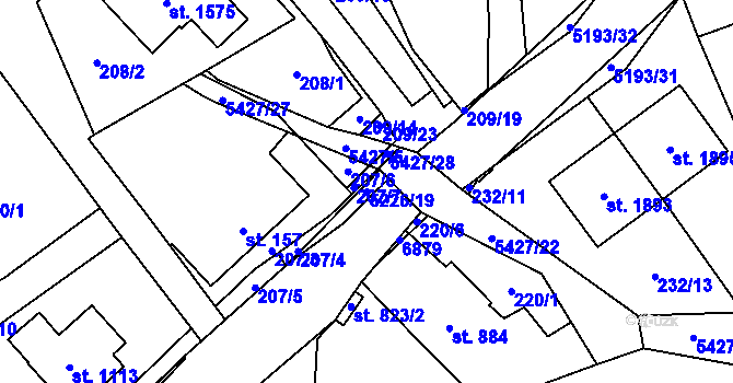 Parcela st. 5226/19 v KÚ Hošťálková, Katastrální mapa