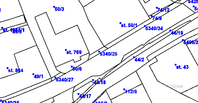 Parcela st. 5340/25 v KÚ Hošťálková, Katastrální mapa