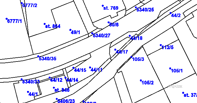 Parcela st. 5340/29 v KÚ Hošťálková, Katastrální mapa