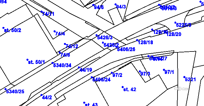 Parcela st. 5340/30 v KÚ Hošťálková, Katastrální mapa