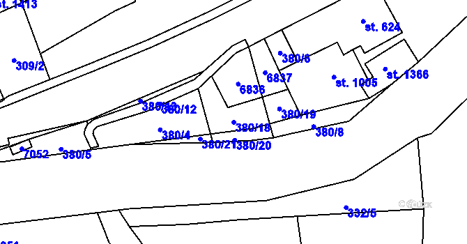 Parcela st. 380/18 v KÚ Hošťálková, Katastrální mapa