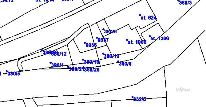 Parcela st. 380/19 v KÚ Hošťálková, Katastrální mapa