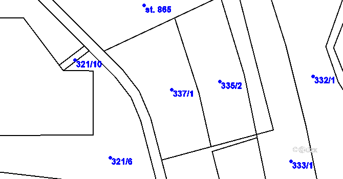 Parcela st. 337/1 v KÚ Hošťálková, Katastrální mapa