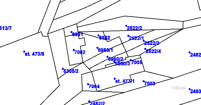 Parcela st. 6960 v KÚ Hošťálková, Katastrální mapa