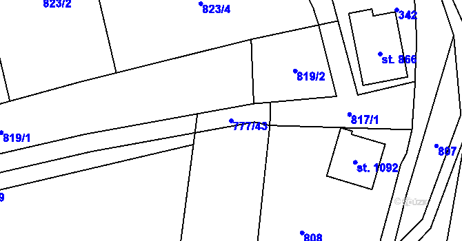 Parcela st. 777/43 v KÚ Hošťálková, Katastrální mapa